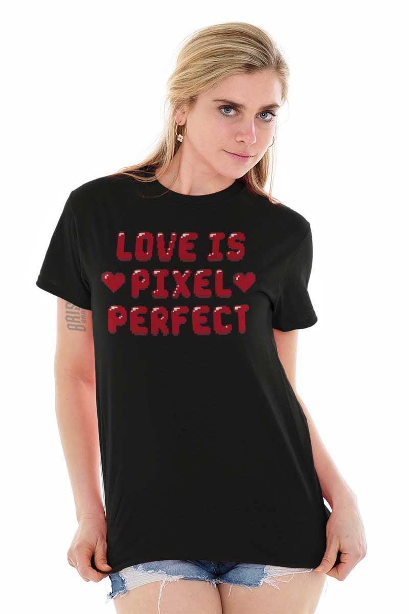 Love Pixel Perfect Valentines Day Women's Graphic T Shirt Tees Brisco Brands S