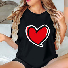 Womens Valentines Day T Shirt Love Graphic Tees for Women Fashion Crew Neck Casual Loose Short Sleeve Shirts (Black S)