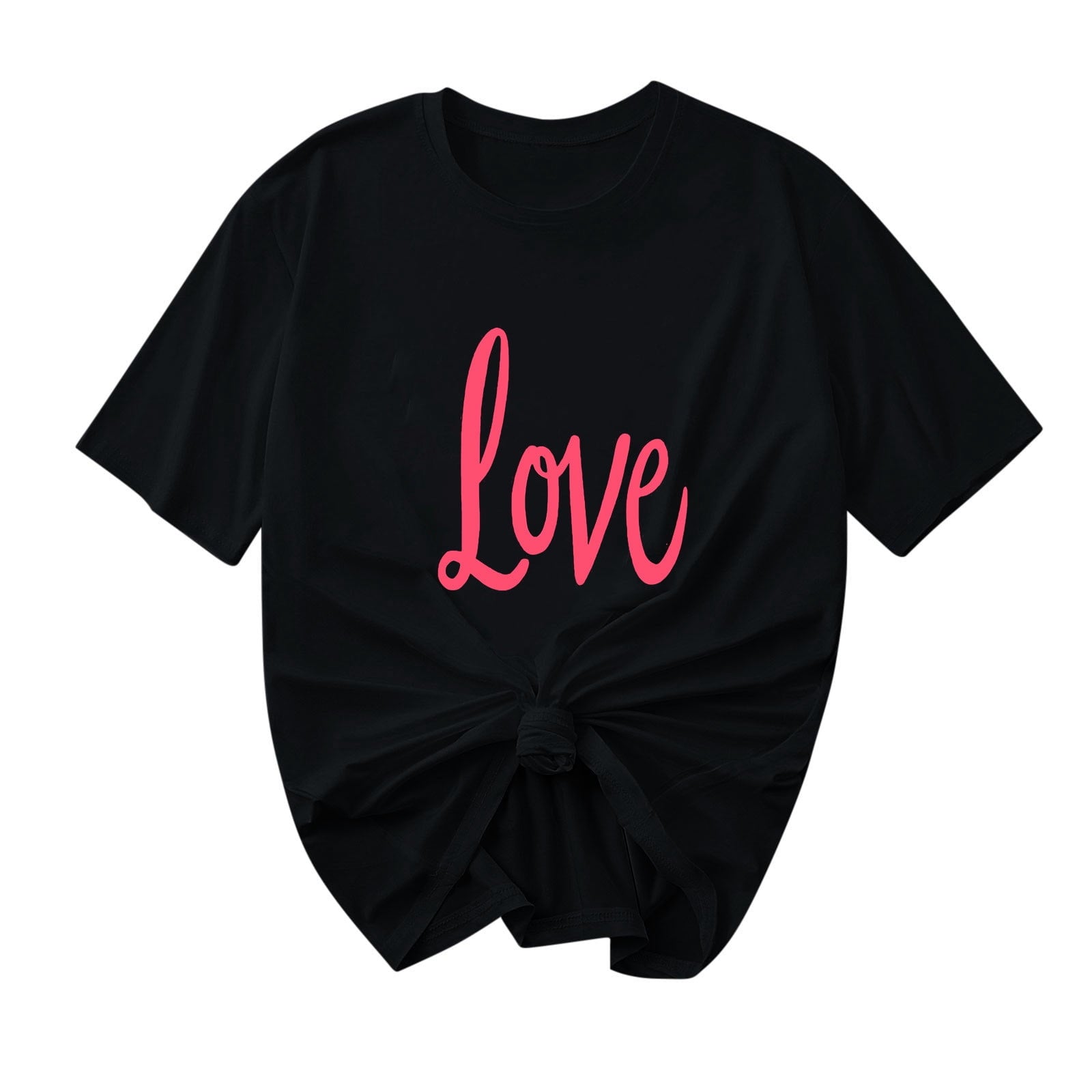 Purcolt Valentine's Day Women's Letter T-Shirt Casual Round Neck Loose Fit Comfy Short Sleeve Love Graphic Print Tees Tops