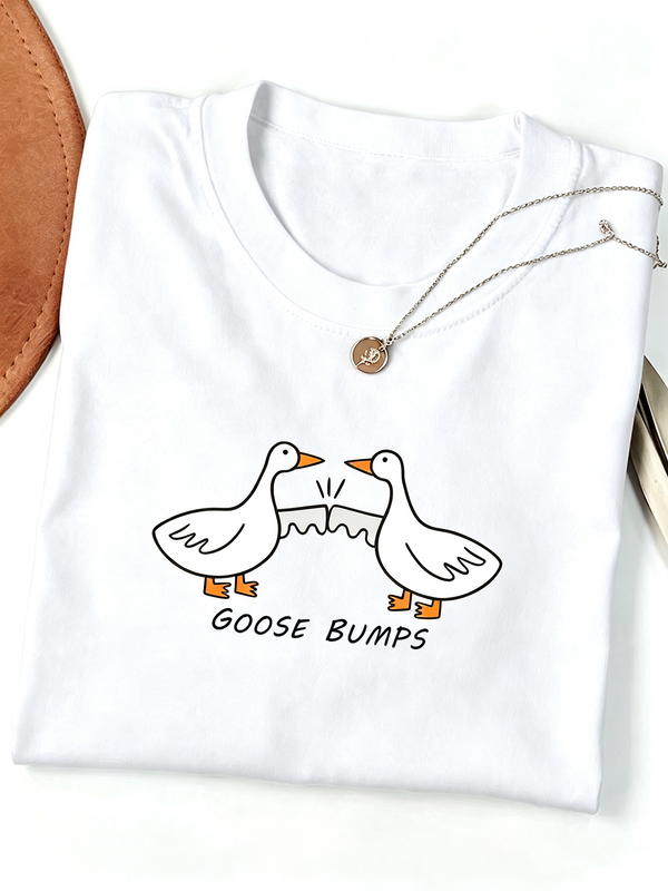 Goose Bumps Funny Duck Graphic T‑Shirt, Cute Farm Goose Casual Short‑Sleeve Novelty Top For Men Women