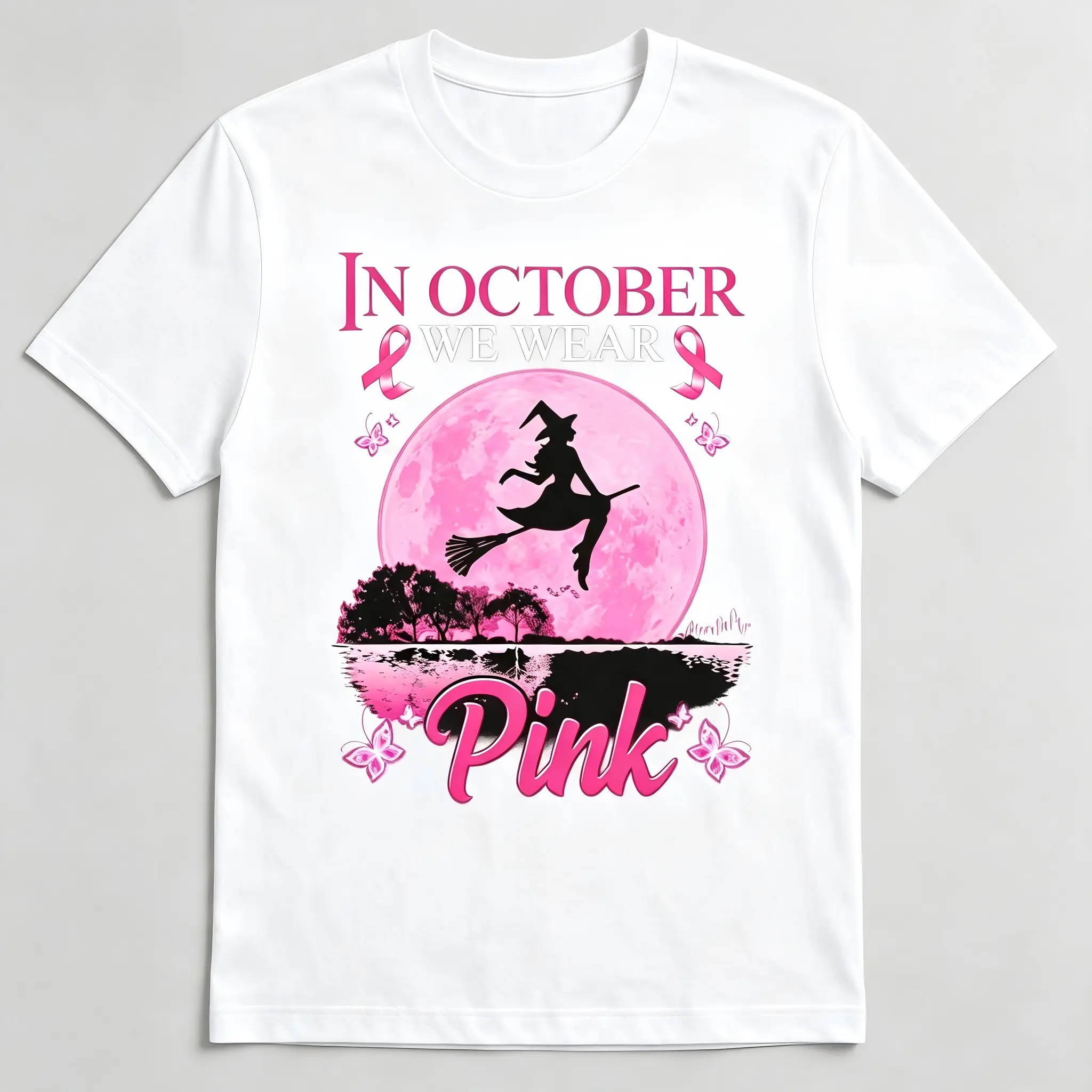 "In October We Wear Pink" Breast Cancer Awareness T-Shirt for Men Women