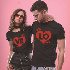 Moocorvic Valentine's Day T-shirt, Love Heart Graphic Tee, Love Shirt, Couple Valentines T Shirt, Short Sleeve Round Neck T-shirt Valentine Design