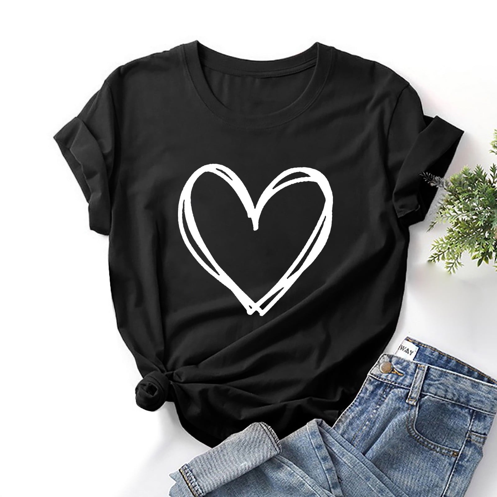 Ichuanyi Womens Shirts , Fashion Women Valentine's Day Print Short Sleeve T-shirt Novelty Graphic Tops