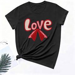Womens Valentines Graphic Tees Cute Love Valentine Day Tshirts Summer Short Sleeve Casual Tees Pullover, 2XL Black
