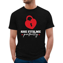 FASHOFT Funny Valentine's Day Couple Matching Shirts for Men Love Heart Graphic Tees Valentines Day Gifts for Him Short Sleeve Crewneck Tshirt Black L