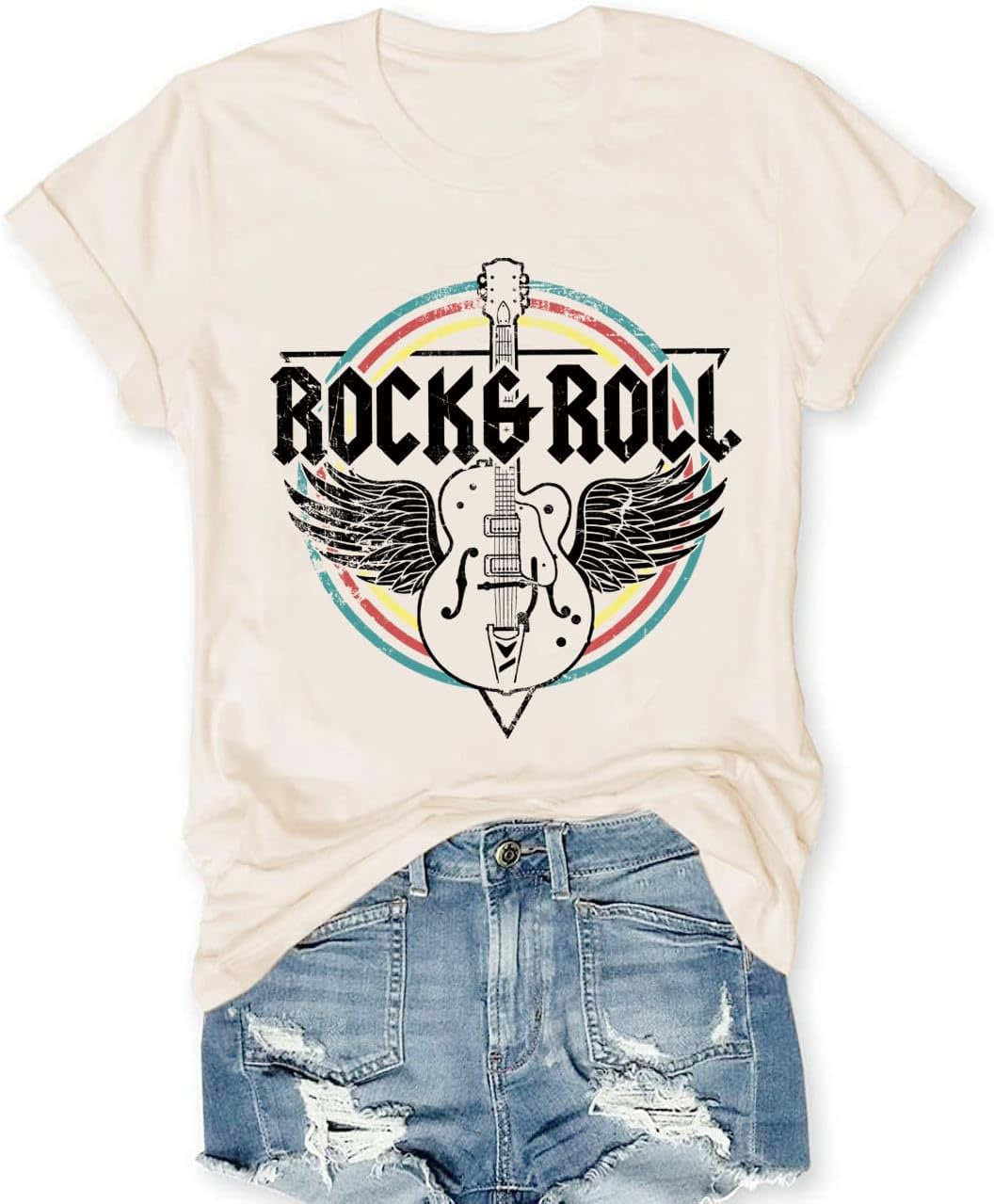 Rock Band T-Shirts for Women Vintage Rock and Roll Country Music Shirt Funny Concert Outfit Short Sleeve Vacation Tops