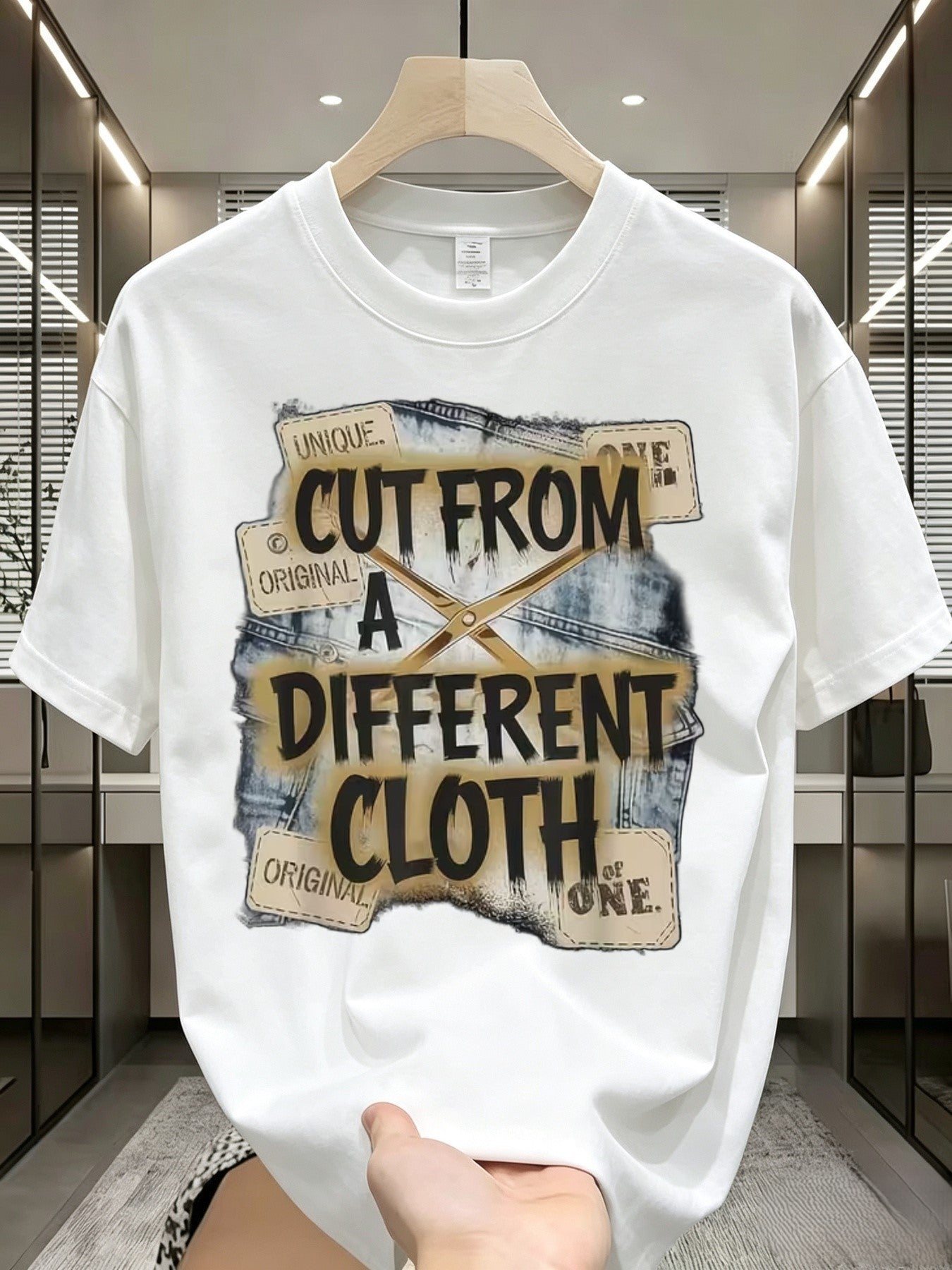 Mens Graphic T Shirt Unique Original Cut From A Different Cloth One of A Kind Short Sleeve Crew Neck