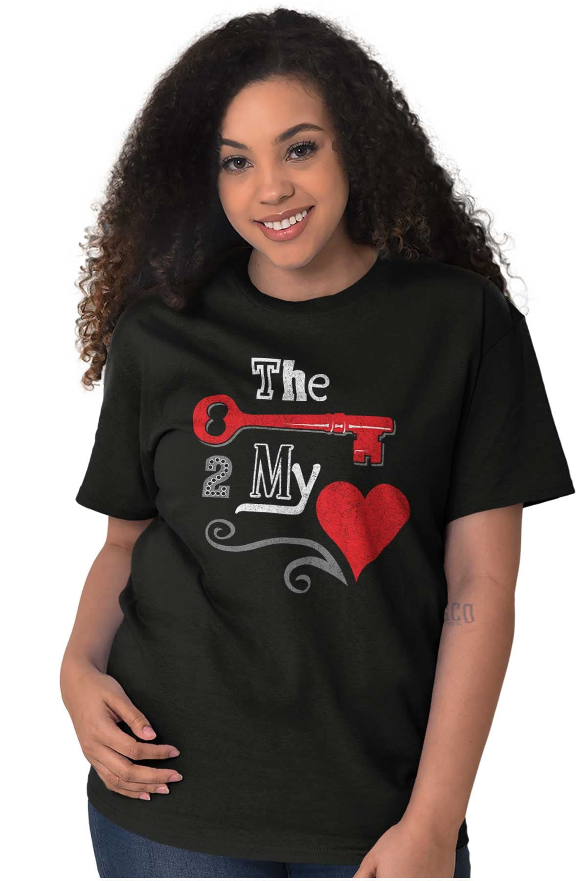 The Key To My Heart Valentines Day Women's Graphic T Shirt Tees Brisco Brands L