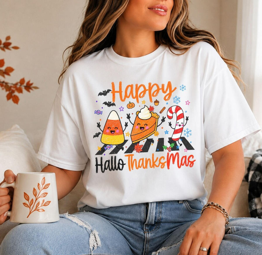 Fashion Plus Size Women's Casual T-Shirt with Halloween, Thanksgiving, and Christmas Prints Tees Tops Holiday gift For Family And Friends