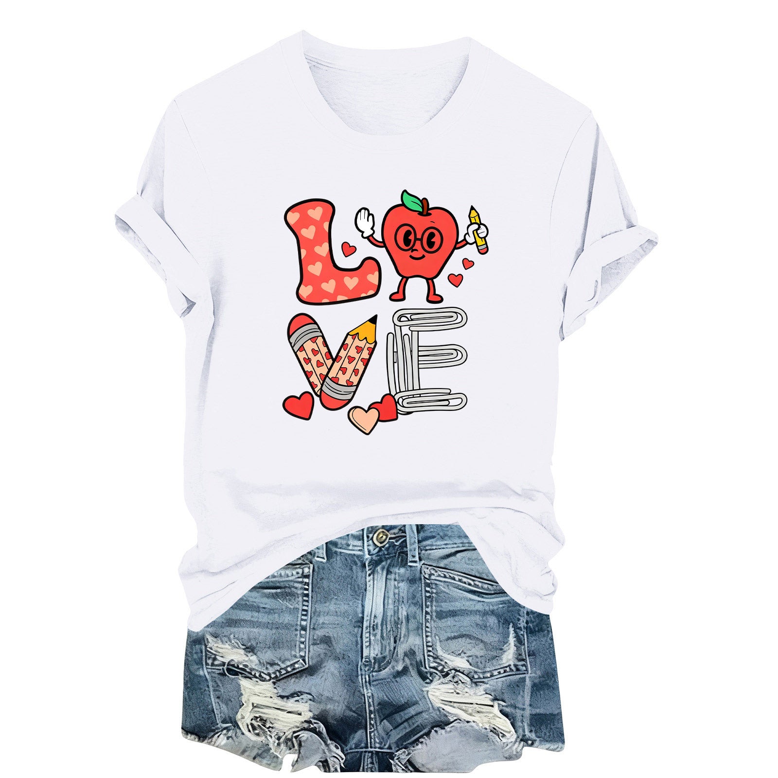 EchfiProm Shirts for Women Valentine Day Graphic Tees Casual Heart Valentine Cute Ladies Plus Size Tops Black