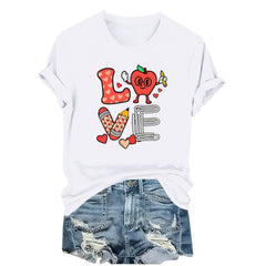 EchfiProm Shirts for Women Valentine Day Graphic Tees Casual Heart Valentine Cute Ladies Plus Size Tops Black
