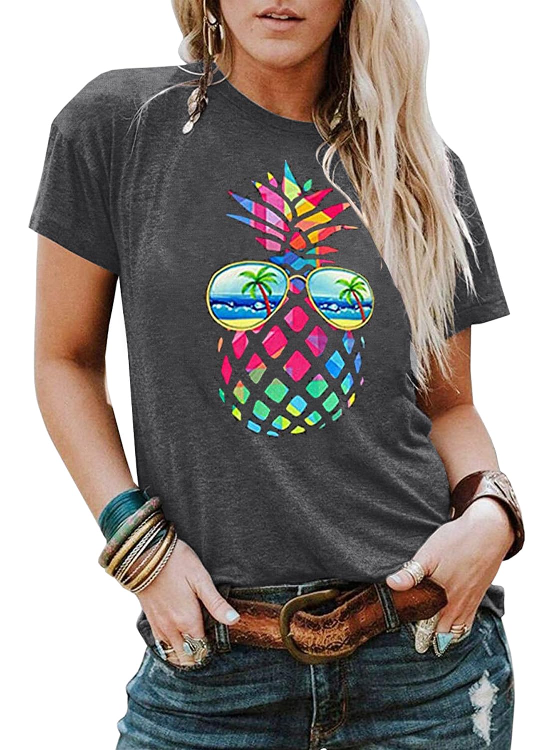YEXIPO Womens Graphic Tees Short Sleeve Summer Tops Casual Cute T Shirts