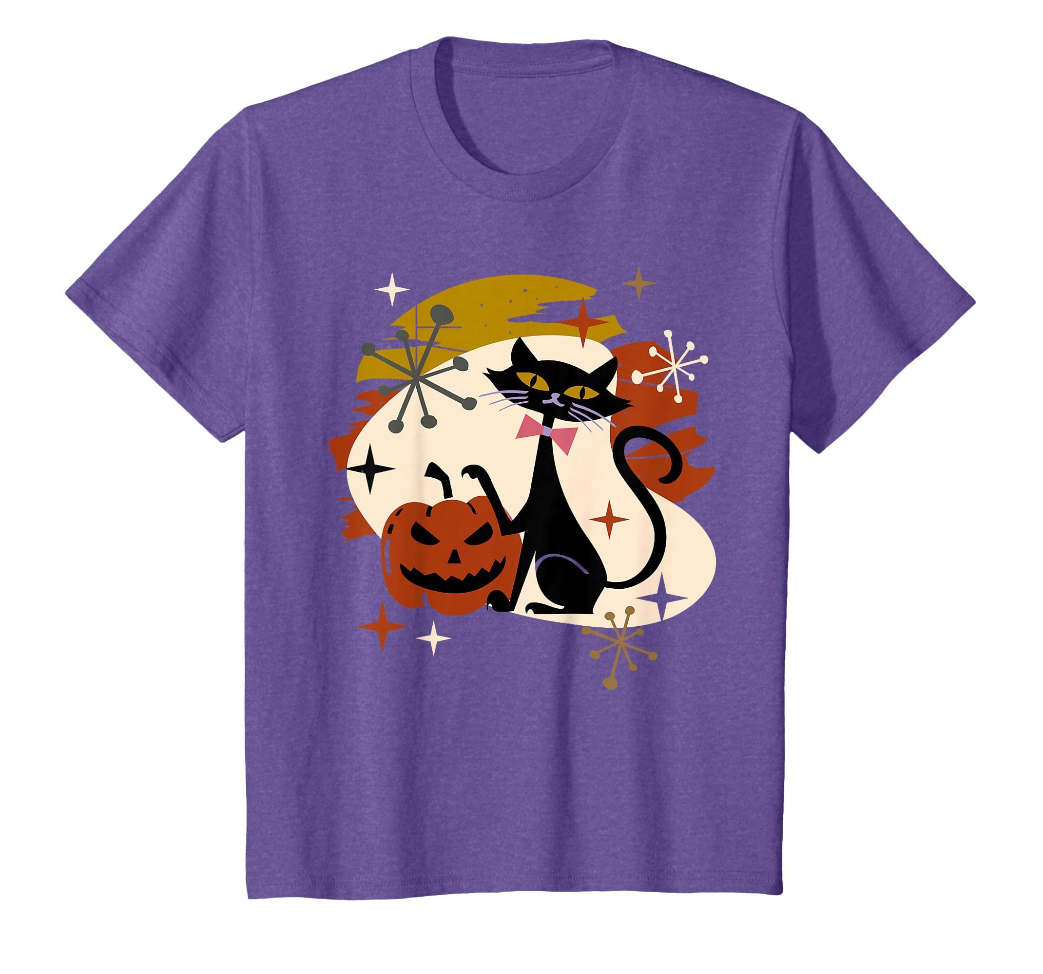 Black Cat and Pumpkin Atomic Retro Halloween T-Shirt