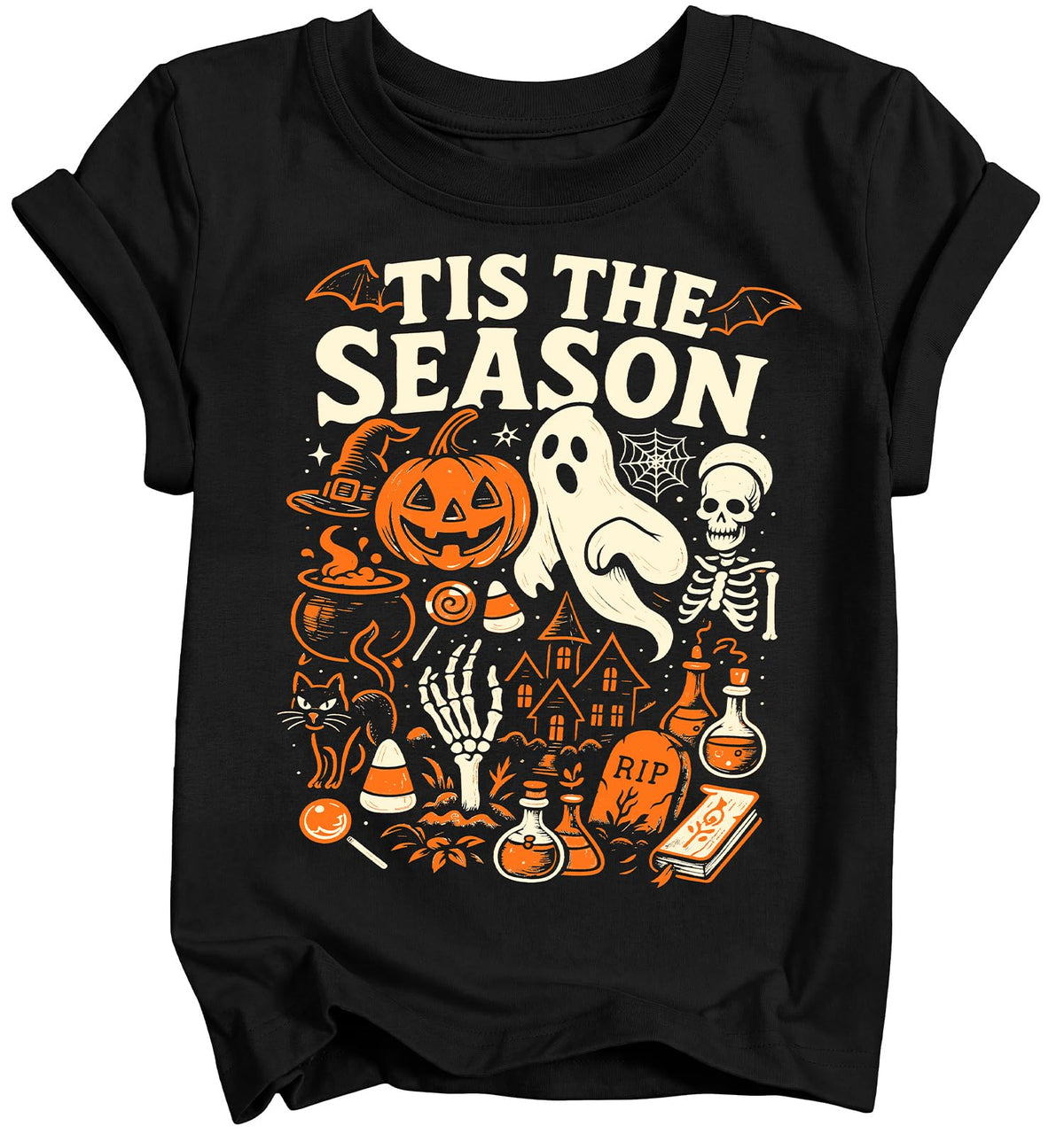 Kids Halloween Shirt Unisex Boys Girls Pumpkin Ghost Graphic Tee