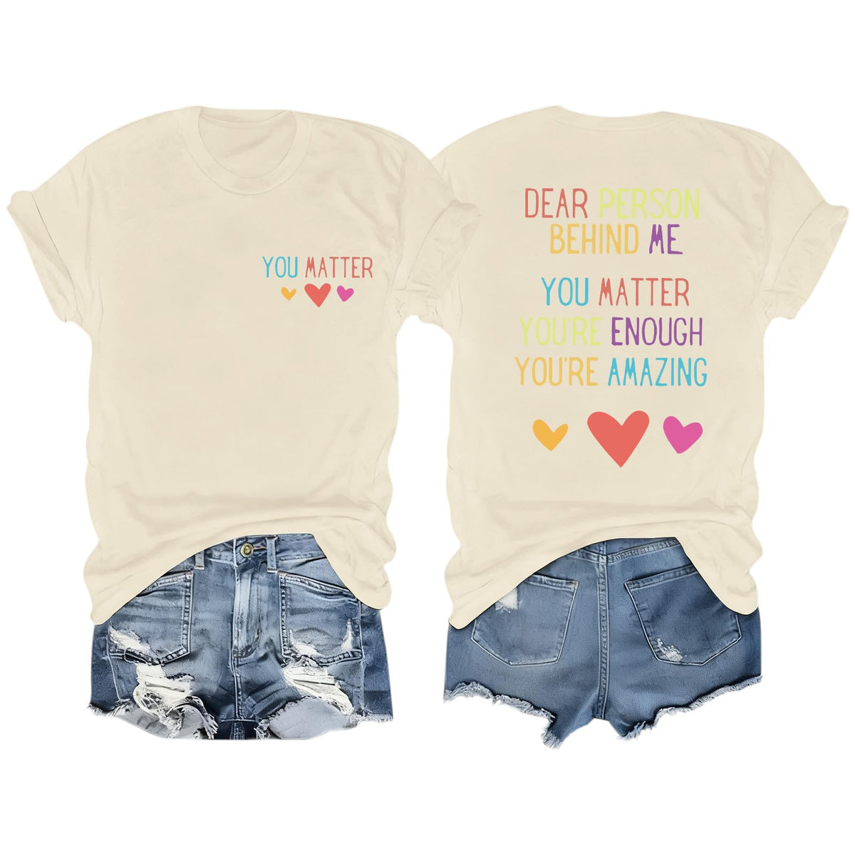 Fkatuzi Women Dear Person Behind Me Shirt You are Enough Tshirt You Matter Inspirational Positive Graphic Tees Cotton Tops