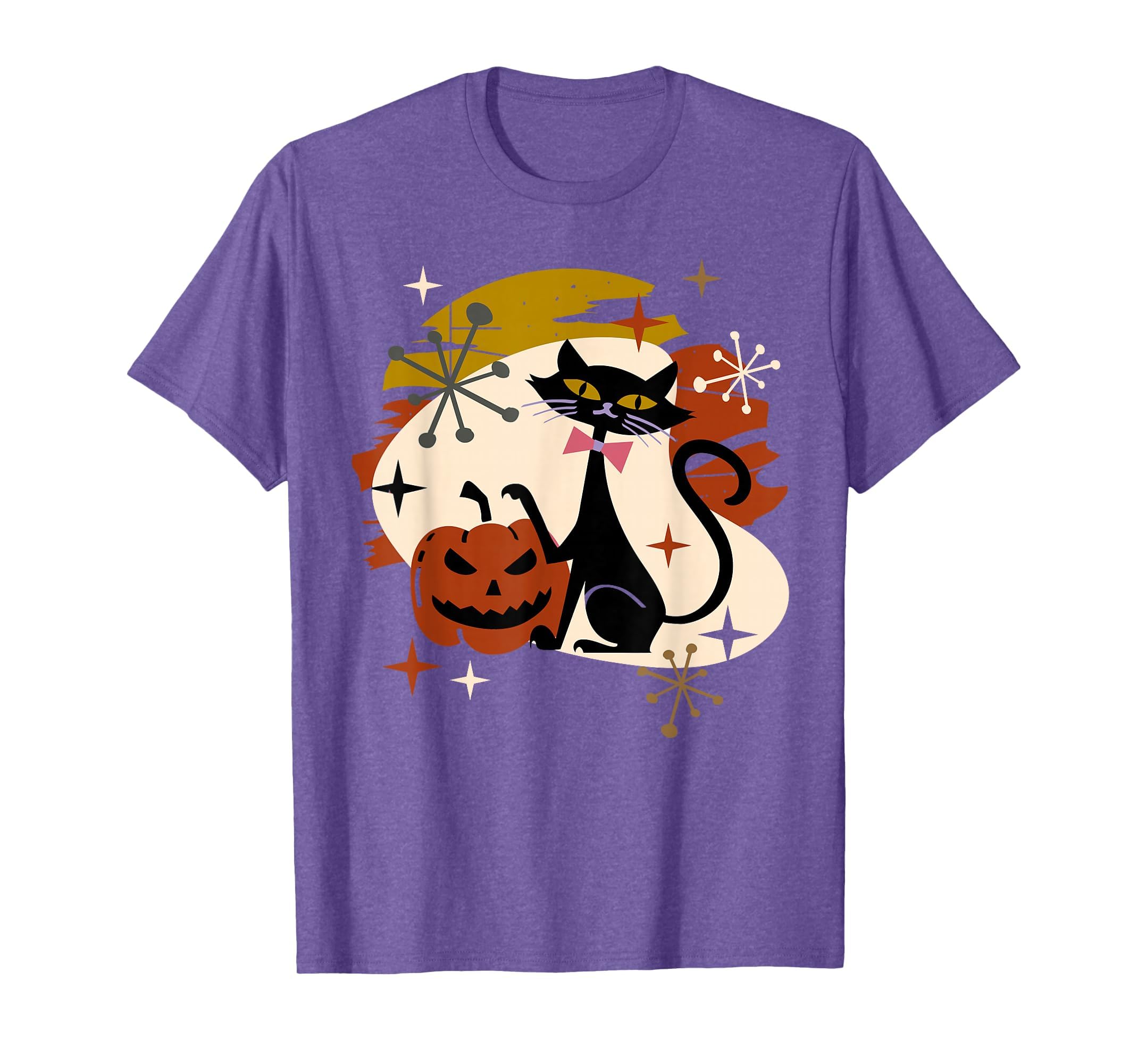 Black Cat and Pumpkin Atomic Retro Halloween T-Shirt