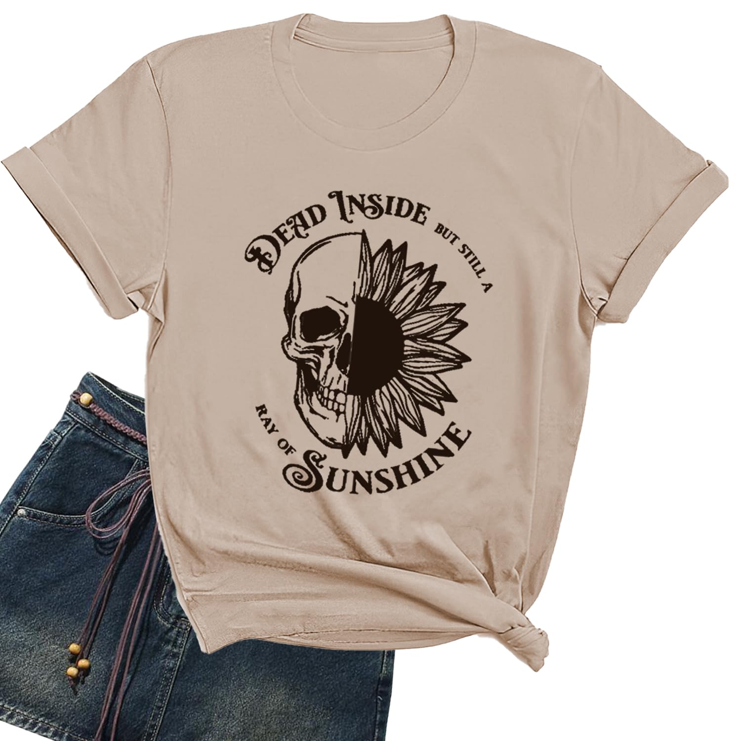 Funny Shirts for Women Vintage Skull Tshirt Holiday Short Sleeve Tops