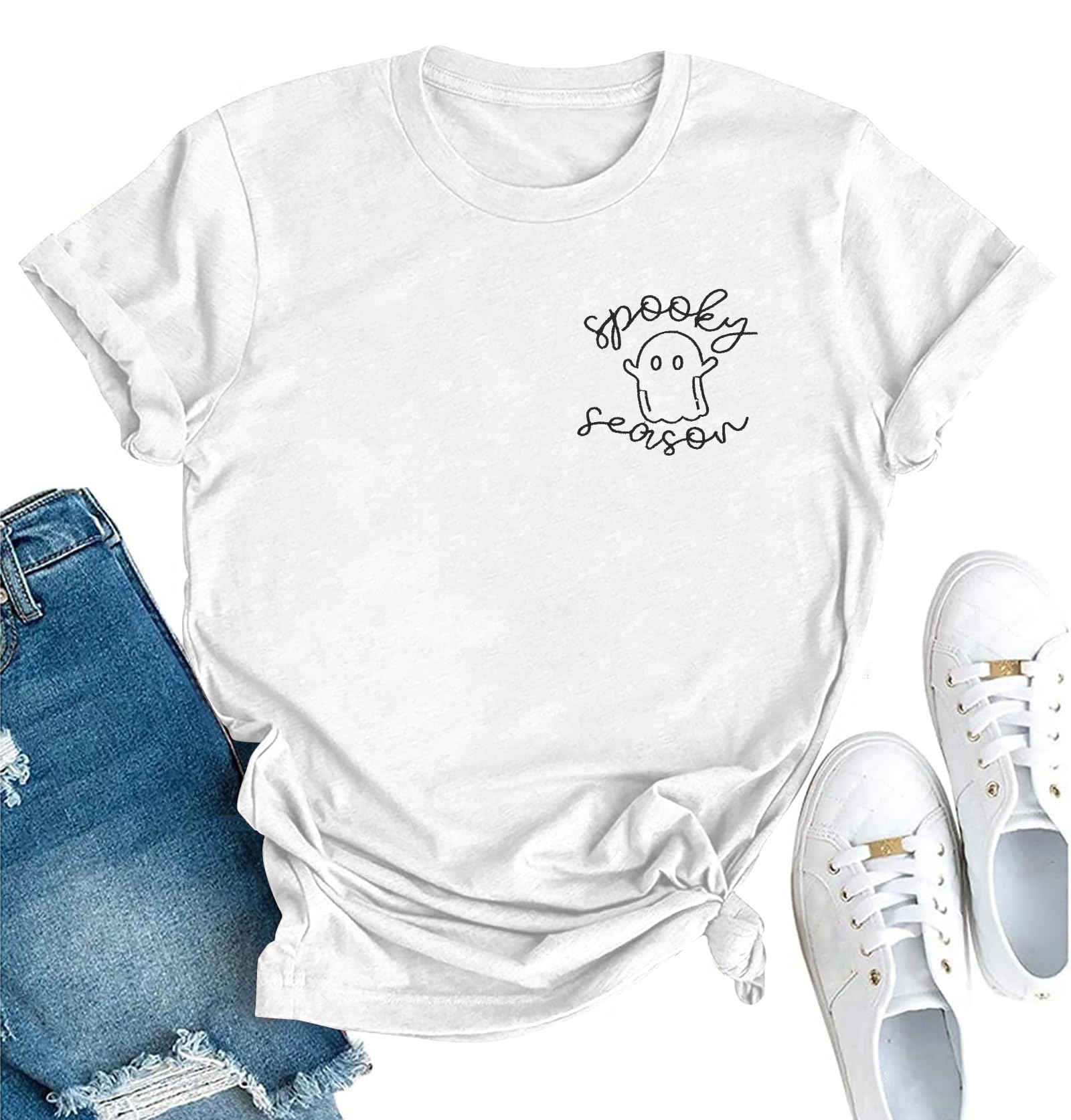 Halloween T Shirt Women Spooky Season Ghost Tshirts Fall Sanderson Shirt
