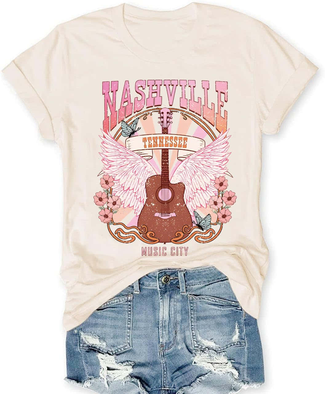Rock Band T-Shirts for Women Vintage Rock and Roll Country Music Shirt Funny Concert Outfit Short Sleeve Vacation Tops