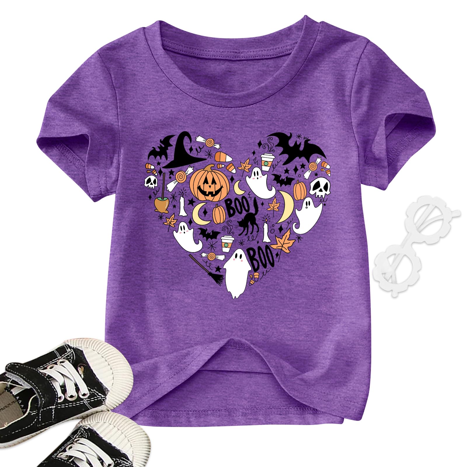 Ithalt Kids Halloween Shirt for Girls Boys Ghost Tshirt Spooky Season Tee