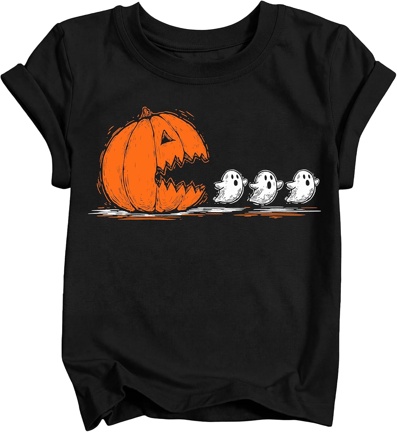 Kids Halloween Shirt Unisex Boys Girls Pumpkin Ghost Graphic Tee