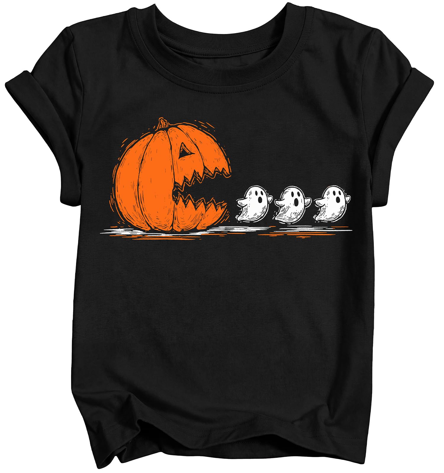 Kids Halloween Shirt Unisex Boys Girls Pumpkin Ghost Graphic Tee