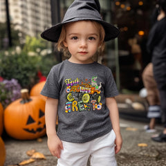 Toddler Halloween Shirt Boys Girls Ghost Tshirt Just Waiting Halloween Tee Tops Spooky Season Fall Clothes Ages 2-7