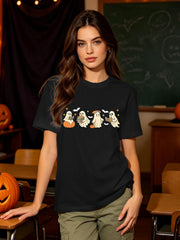 Womens Halloween Reader Shirts Ghost Pumpkin T-Shirt
