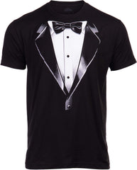 Men Funny Tuxedo Graphic T‑Shirt, Fake Suit Bow Tie Short‑Sleeve Tee, Novelty Party Humor Casual Top for Festival Concert Costume，Men Tshirts