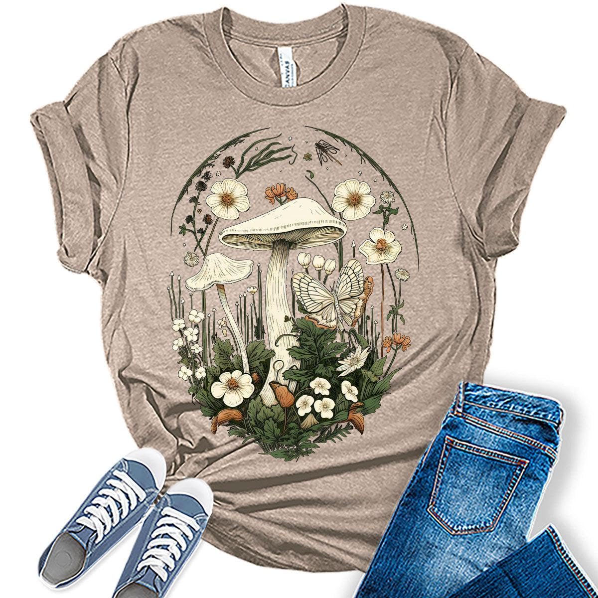 Graphic Tees for Women Fall Tshirts Vintage Tops Cute Floral Wildflower Girls Shirts