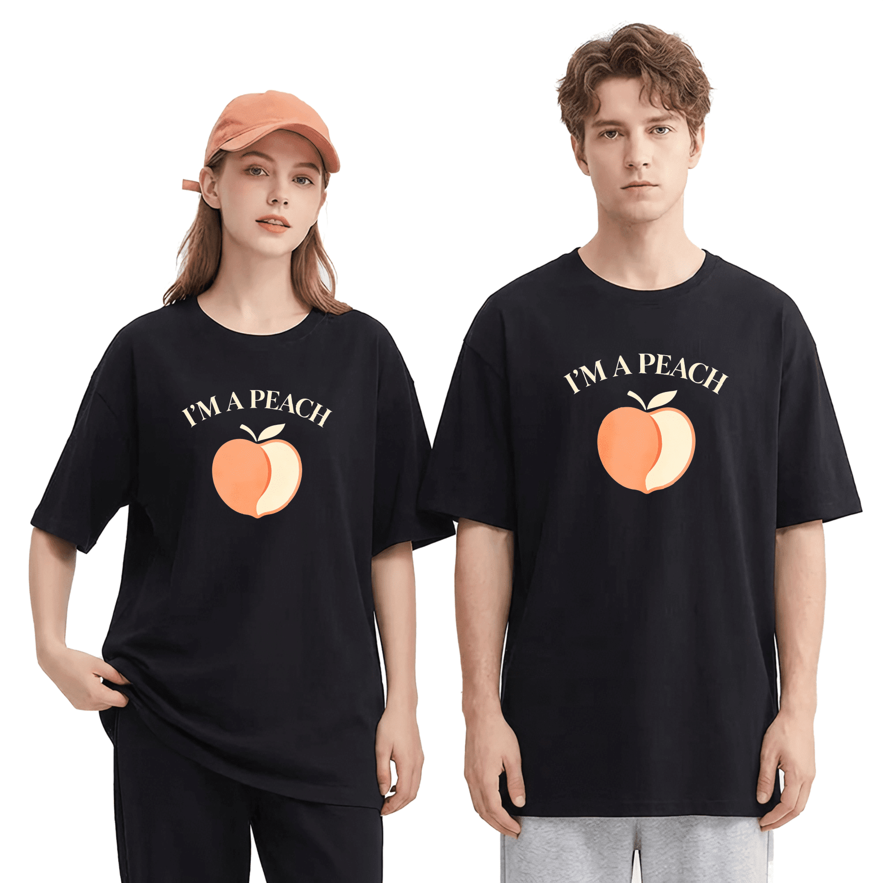 Im A Peach Funny Fruit Quote Retro Graphic Tee for Men and Women, Amusing Party Cotton Short Sleeves T-Shirt