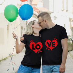 Moocorvic Valentine's Day T-shirt, Love Heart Graphic Tee, Love Shirt, Couple Valentines T Shirt, Short Sleeve Round Neck T-shirt Valentine Design