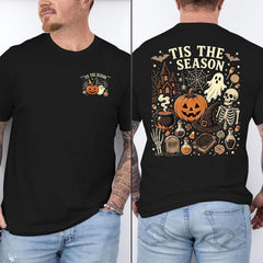 Halloween Shirt for Men Dancing Skeleton Tshirt Pumpkin Graphic Tee
