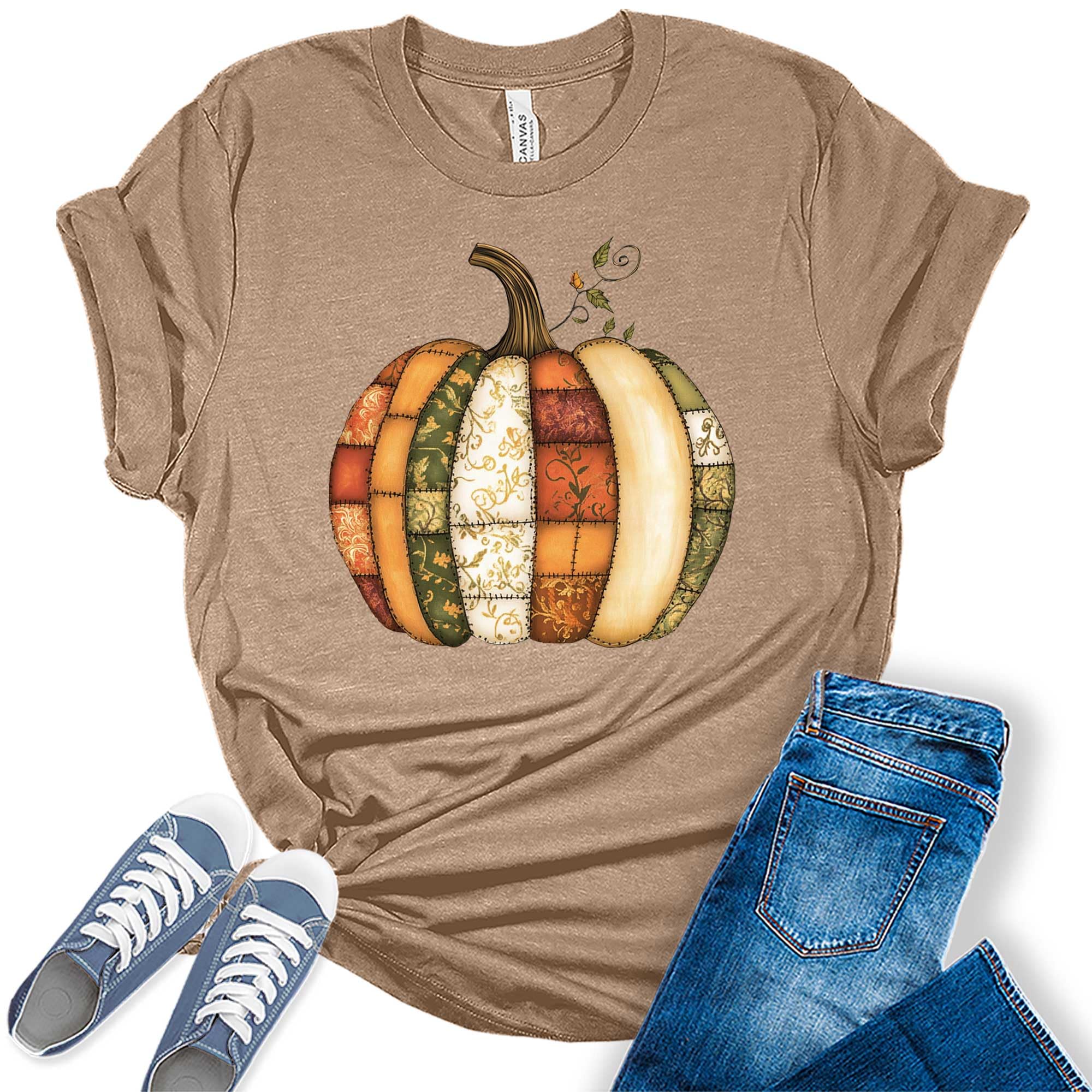 Graphic Tees for Women Fall Tshirts Vintage Tops Cute Floral Wildflower Girls Shirts