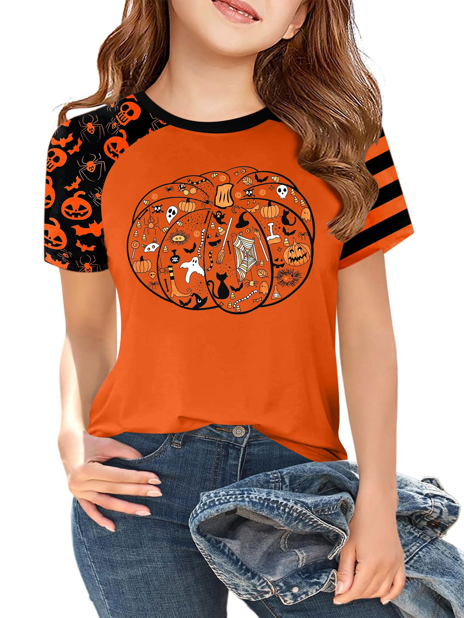 Ithalt Kids Halloween Shirt for Girls Boys Ghost Tshirt Spooky Season Tee