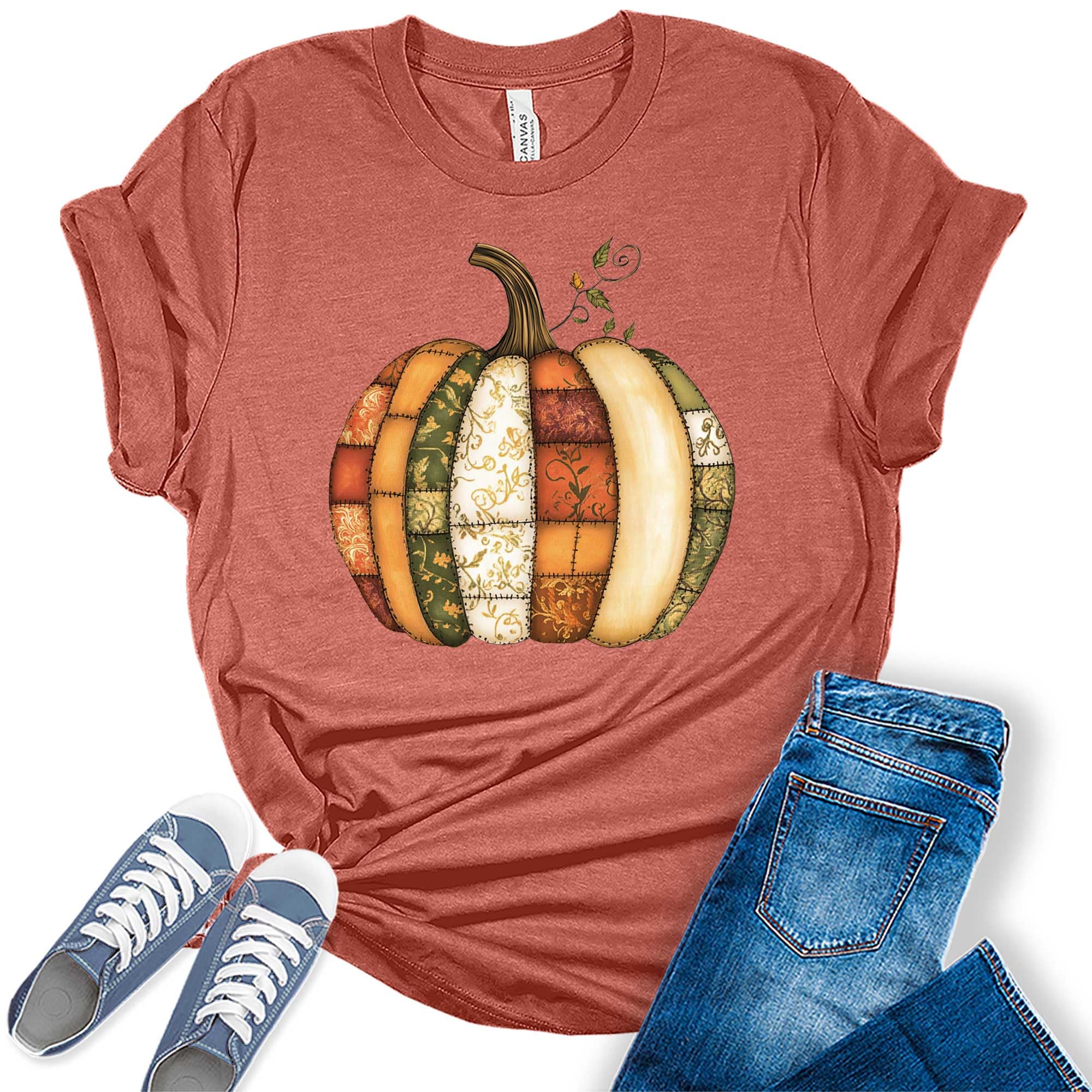 Graphic Tees for Women Fall Tshirts Vintage Tops Cute Floral Wildflower Girls Shirts