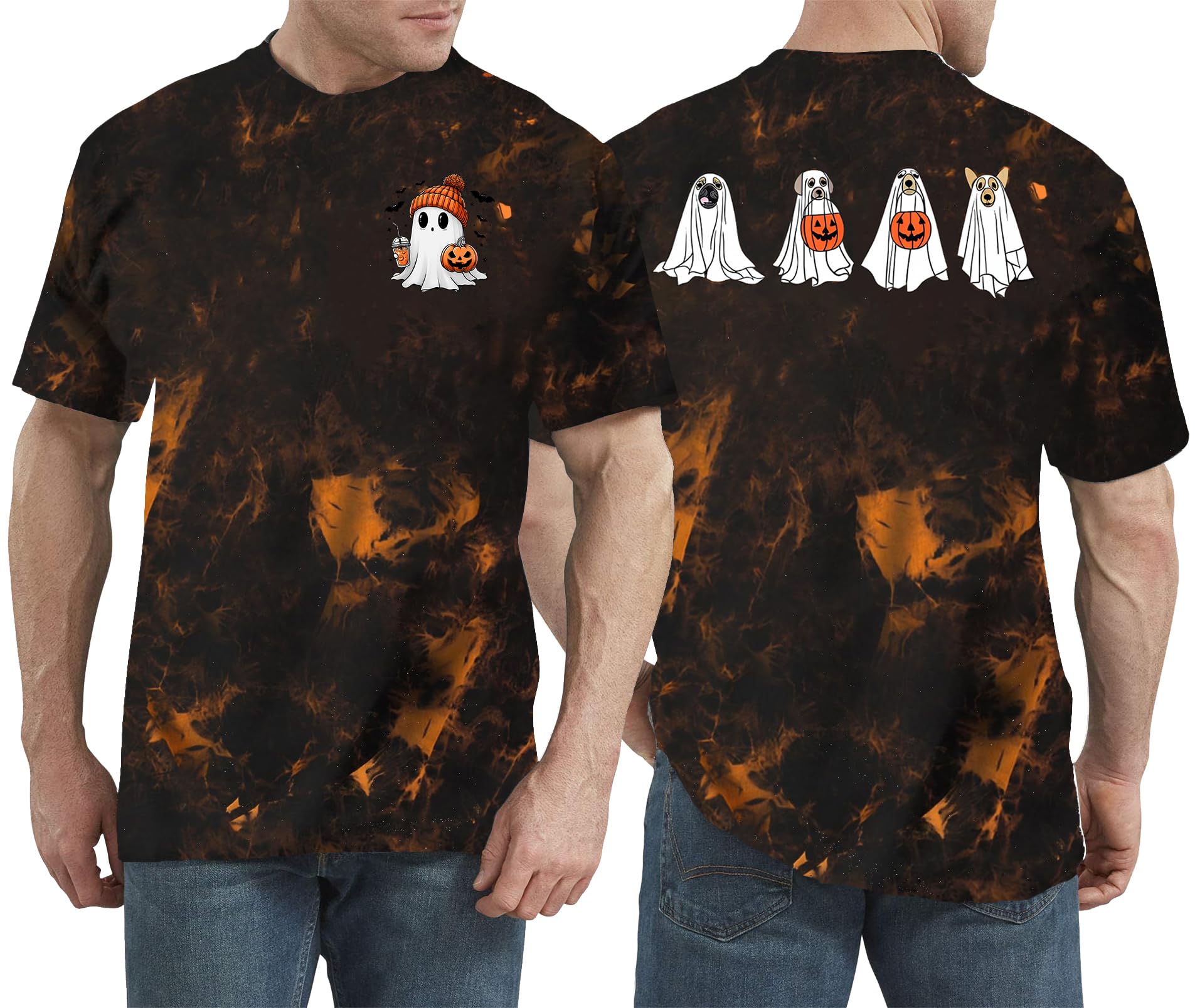 Halloween Shirt for Men Dancing Skeleton Tshirt Pumpkin Graphic Tee