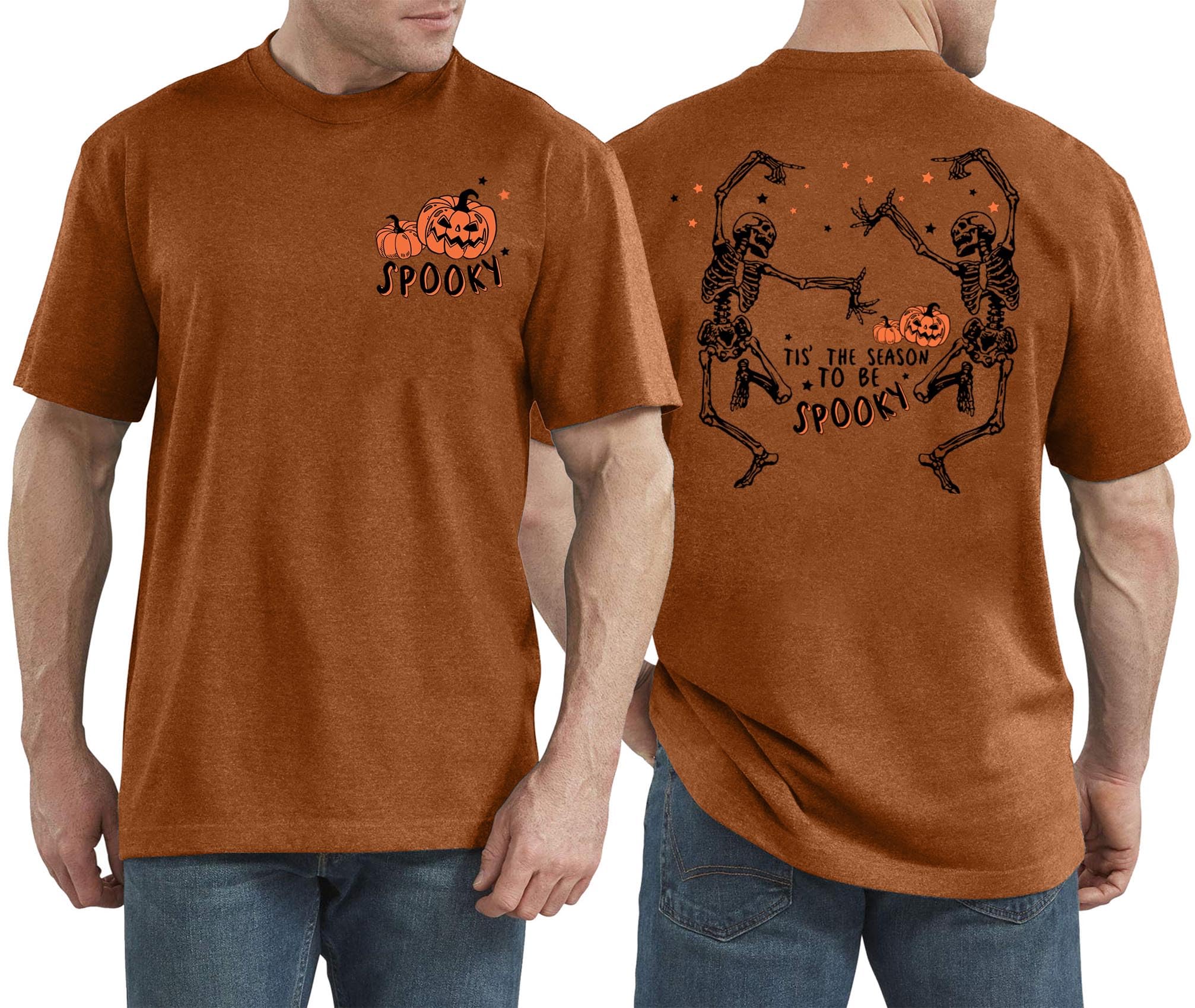Halloween Shirt for Men Dancing Skeleton Tshirt Pumpkin Graphic Tee