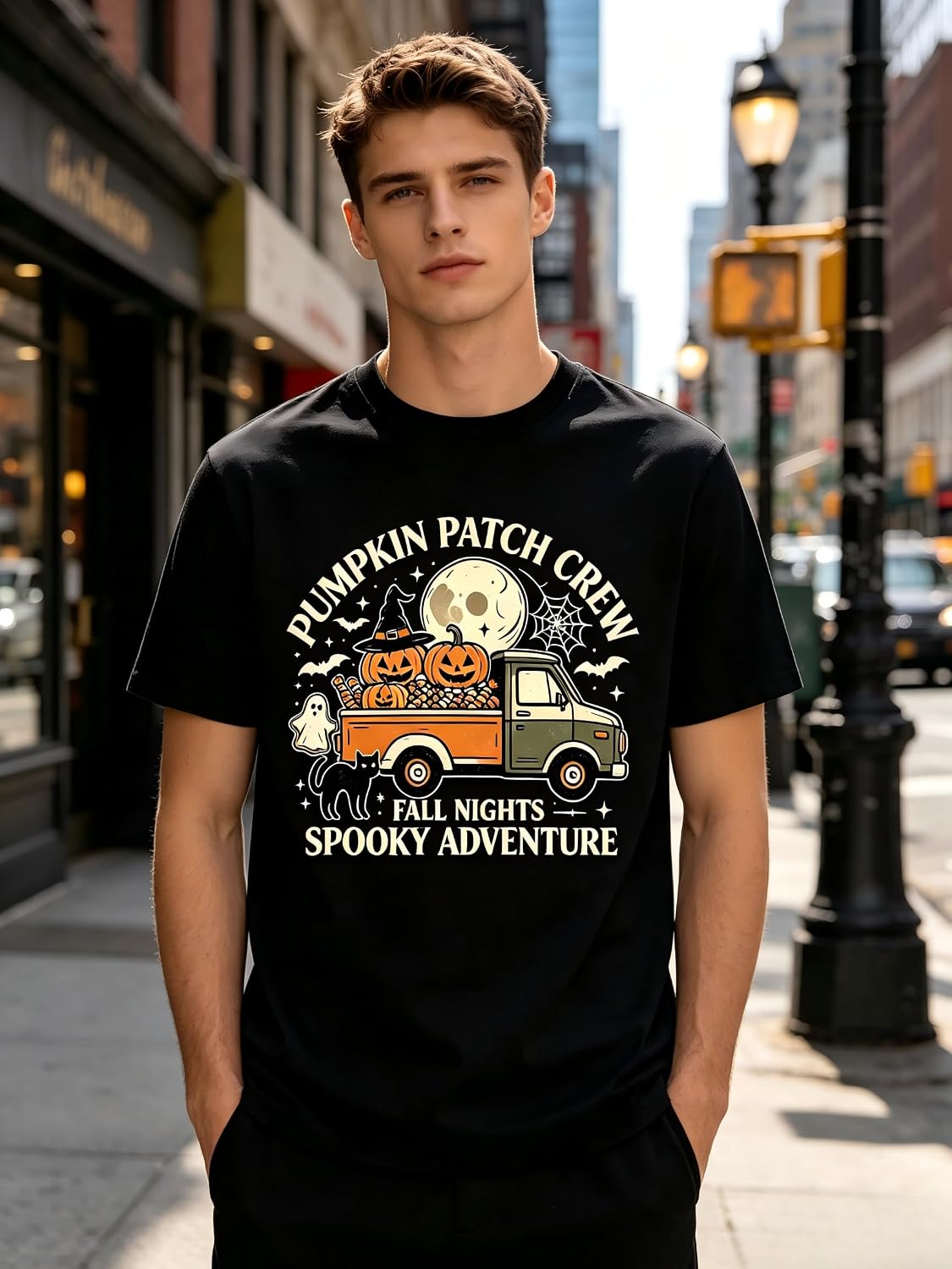 Halloween Shirt Retro Pumpkin Car Graphic Tshirts