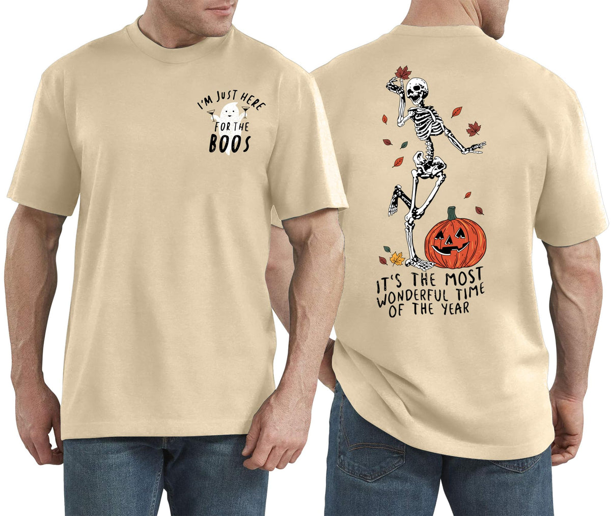 Halloween Shirt for Men Dancing Skeleton Tshirt Pumpkin Graphic Tee