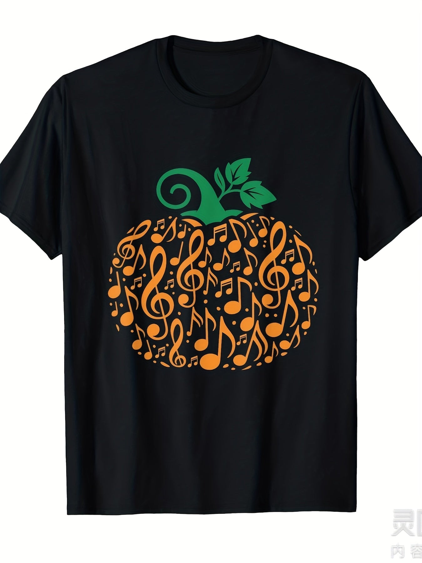 Mens Pumpkin Music Notes T Shirt Cute Fall Halloween Music Lover Music Teacher Graphic Tee Short Sleeve Crew Neck Autumn Gift for Him