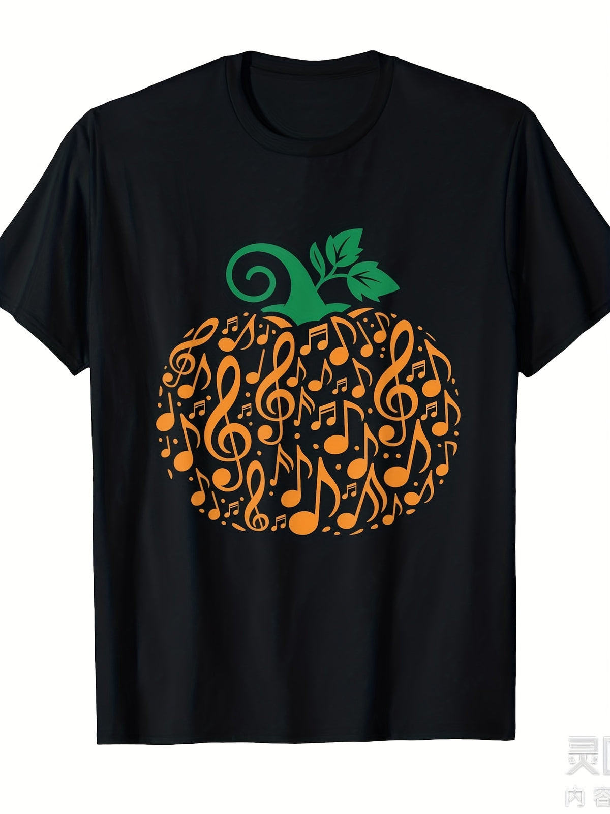 Mens Pumpkin Music Notes T Shirt Cute Fall Halloween Music Lover Music Teacher Graphic Tee Short Sleeve Crew Neck Autumn Gift for Him