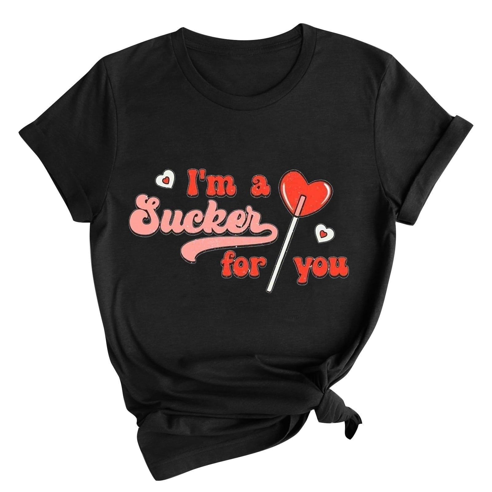 Lilgiuy Valentine Love Heart Tshirt Women Cute Graphic Valentine's Day Tee Lover Gifts Short Sleeve Crewneck Lightweight Shirt Gift for Your Mom Black(S-3XL)
