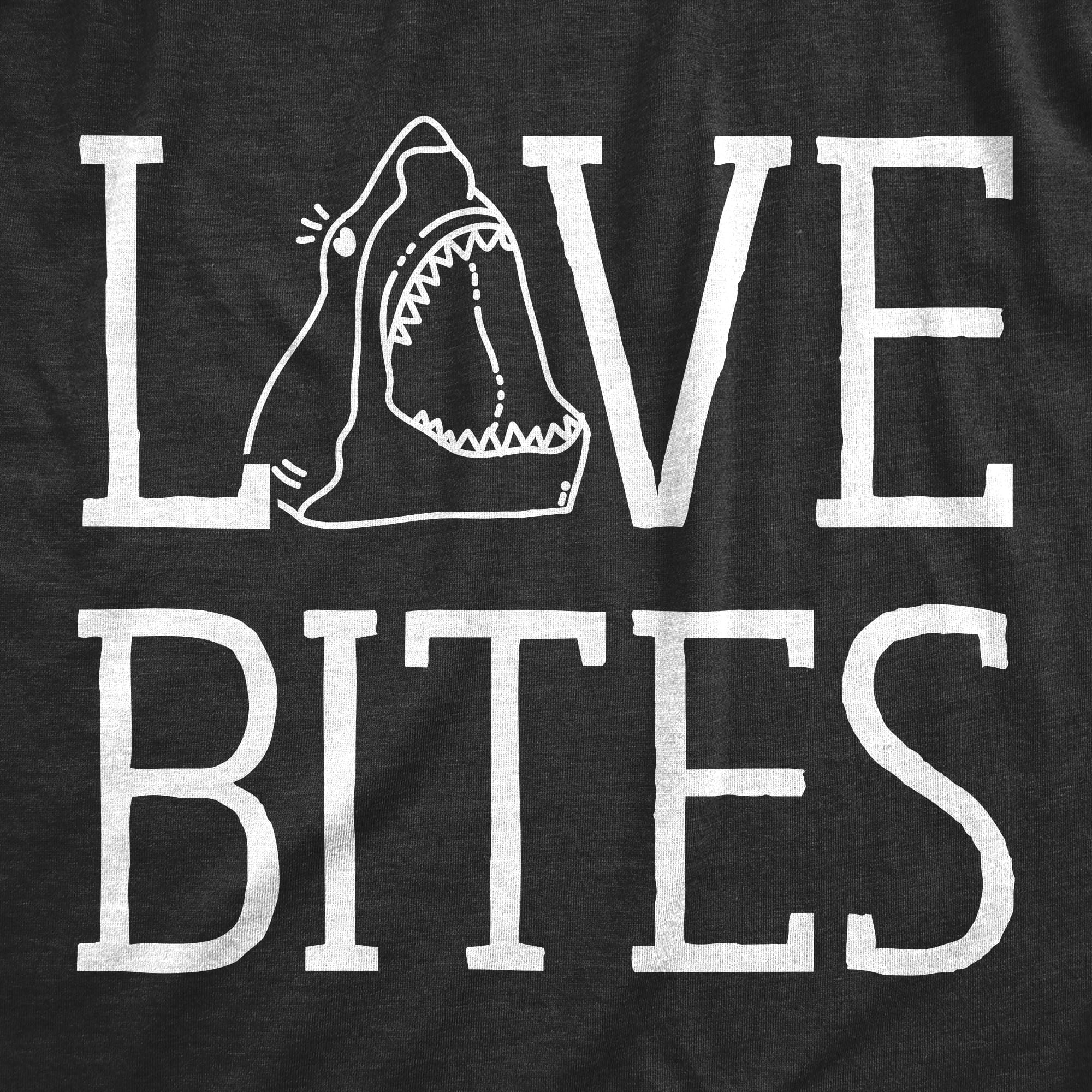 Mens Love Bites Funny Shark Dating Relationship Valentine's Day T shirt Graphic Tees