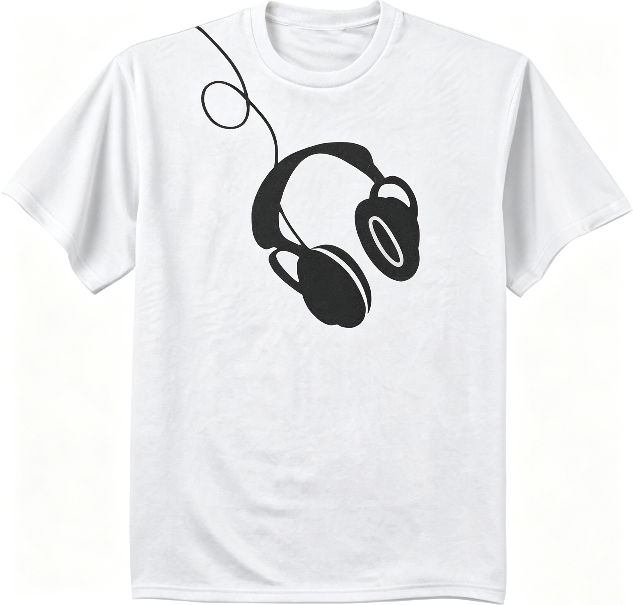 Men’s DJ Headphone Graphic T‑Shirt, Music Lover Headphone Line Art Short‑Sleeve Casual Men Tshirts