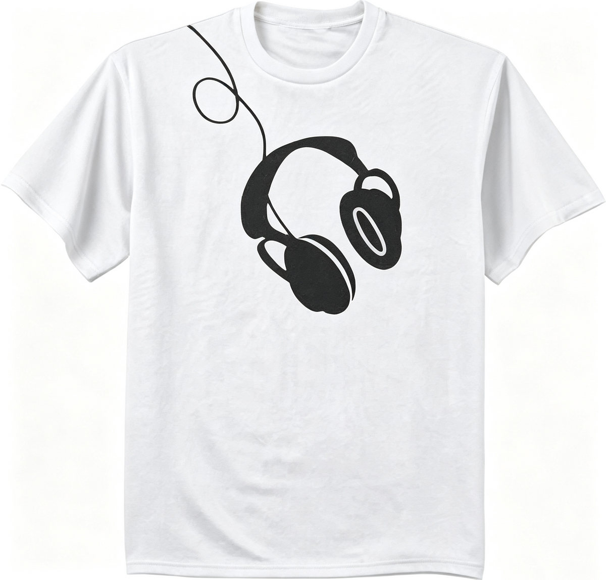 Men’s DJ Headphone Graphic T‑Shirt, Music Lover Headphone Line Art Short‑Sleeve Casual Men Tshirts