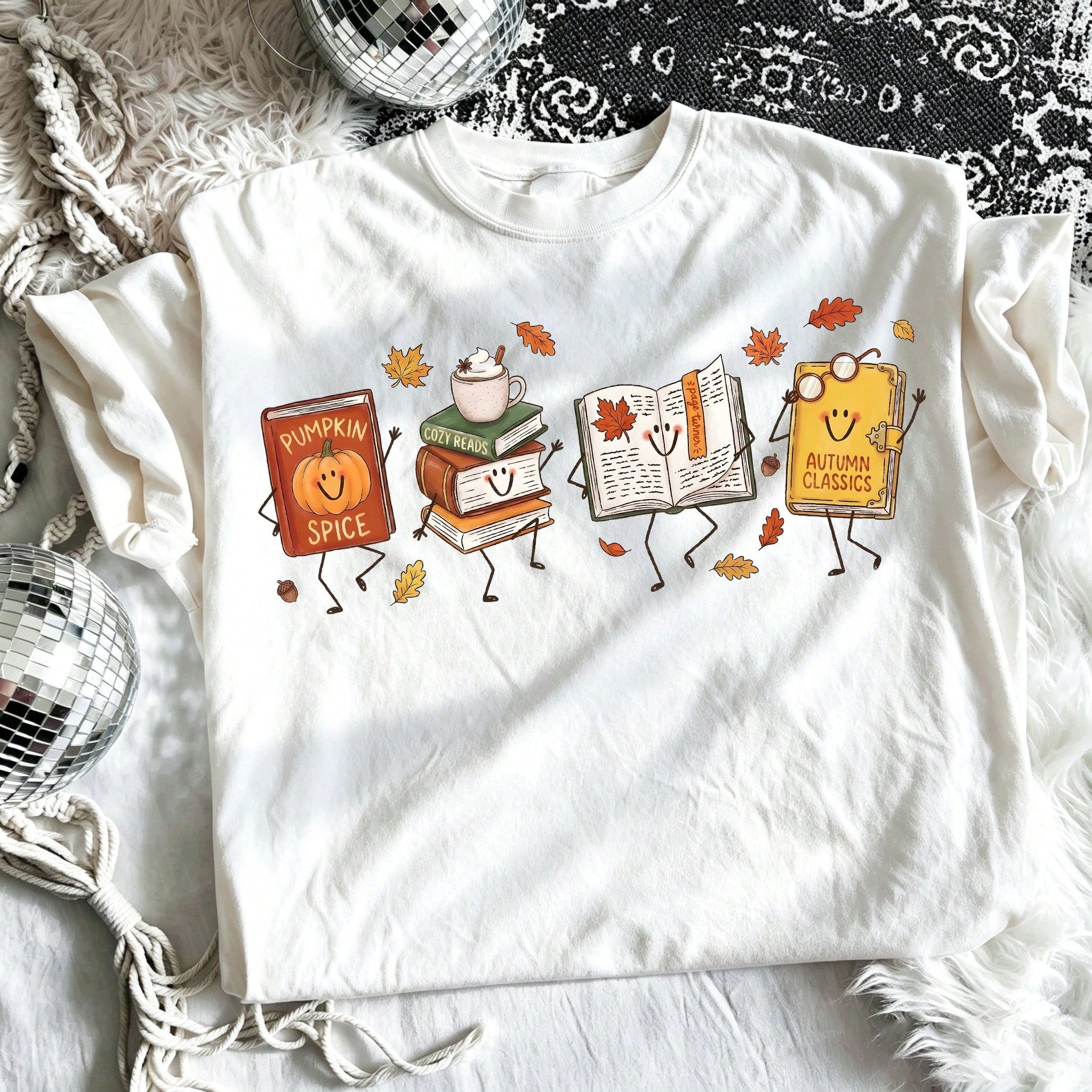 Pumpkin Spice Autumn Book Lover T‑Shirt, Cute Fall Reading Graphic Tee, Bookworm Casual Short‑Sleeve Top