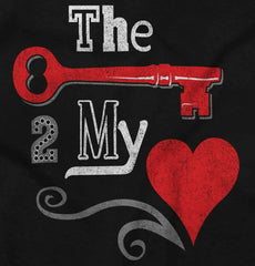 The Key To My Heart Valentines Day Women's Graphic T Shirt Tees Brisco Brands L