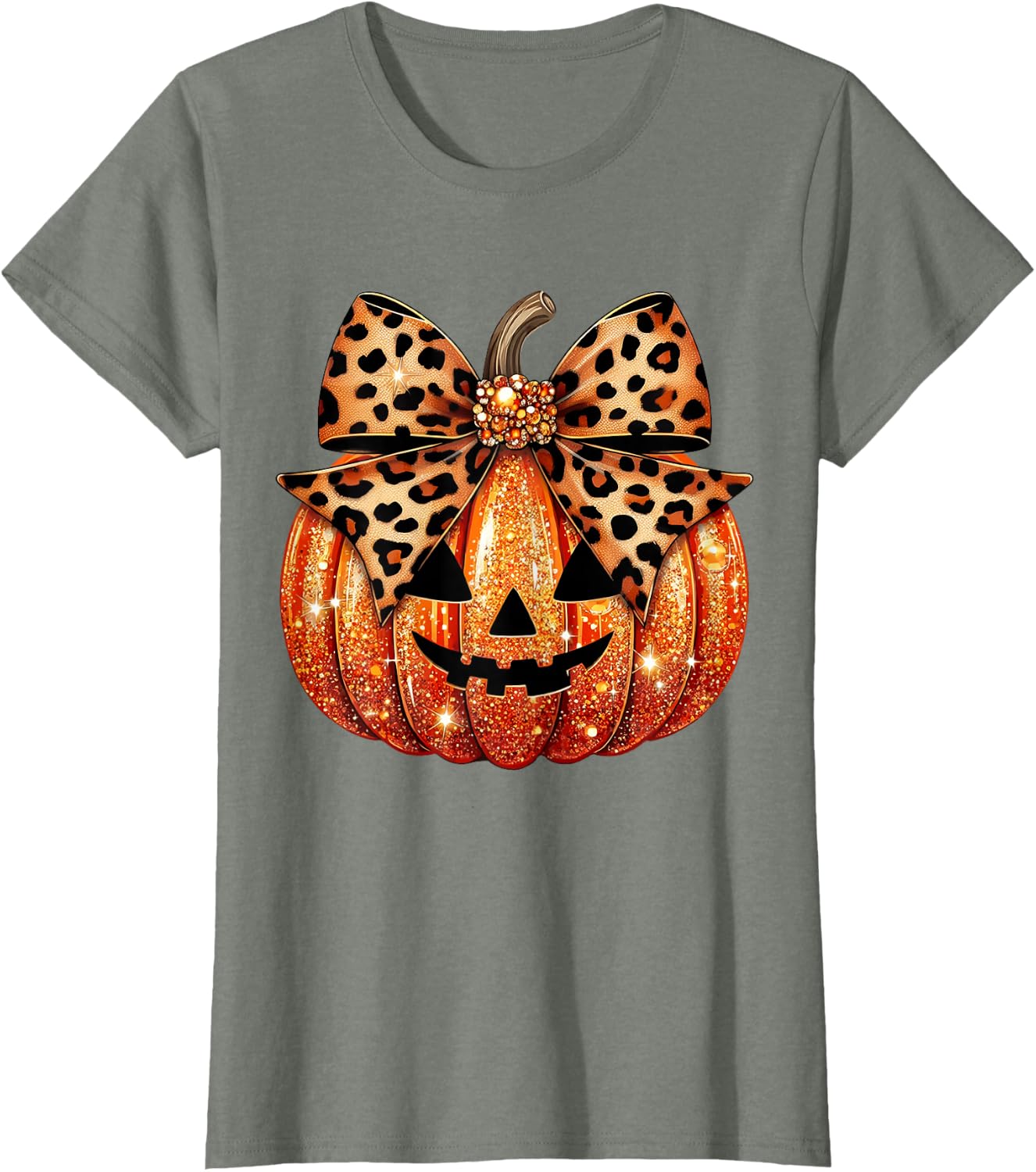 Leopard Coquette Bow Pumpkin Sparkly Pumpkin T-Shirt