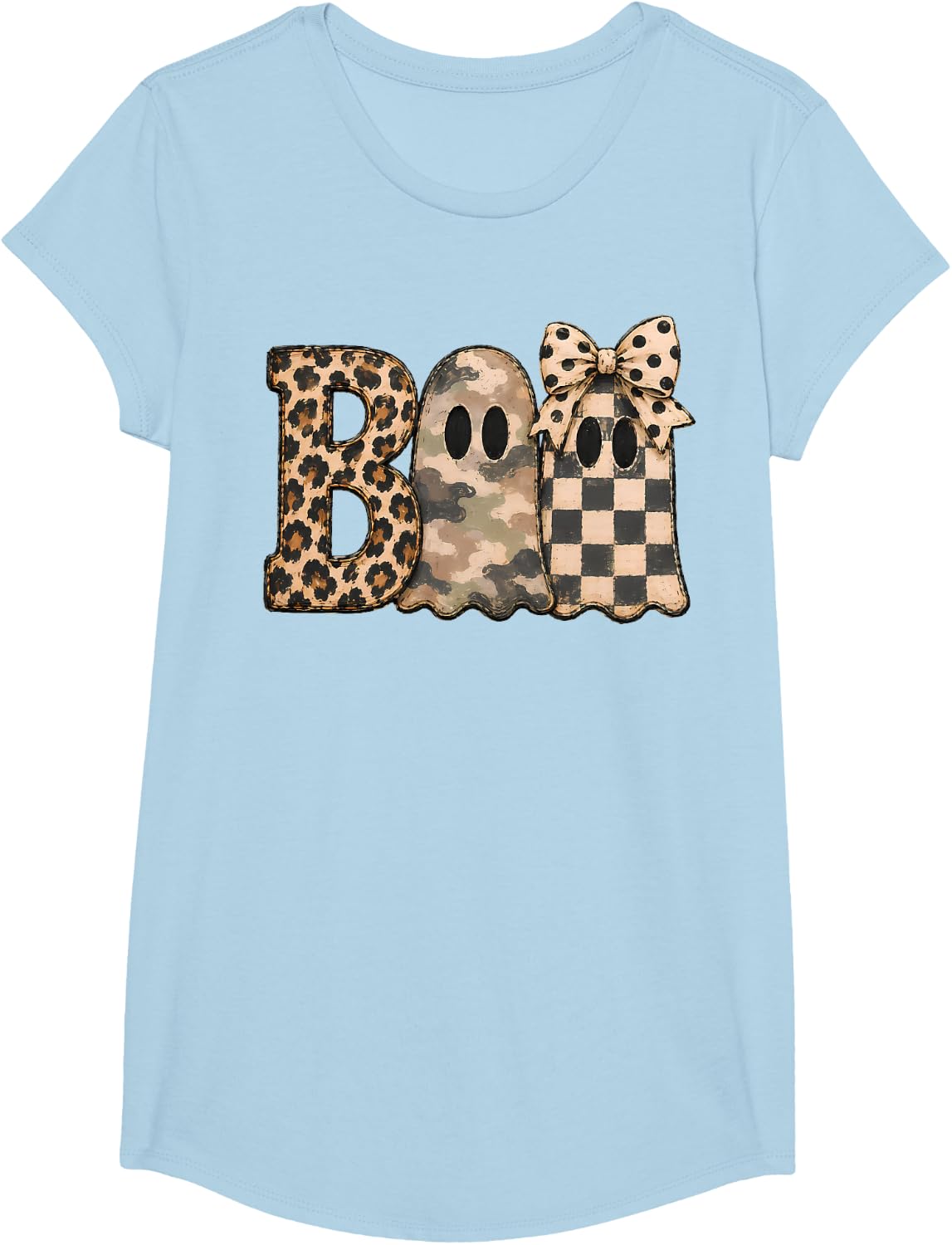 Boo Ghost Halloween Leopard Camo Autumn Pattern T-Shirt
